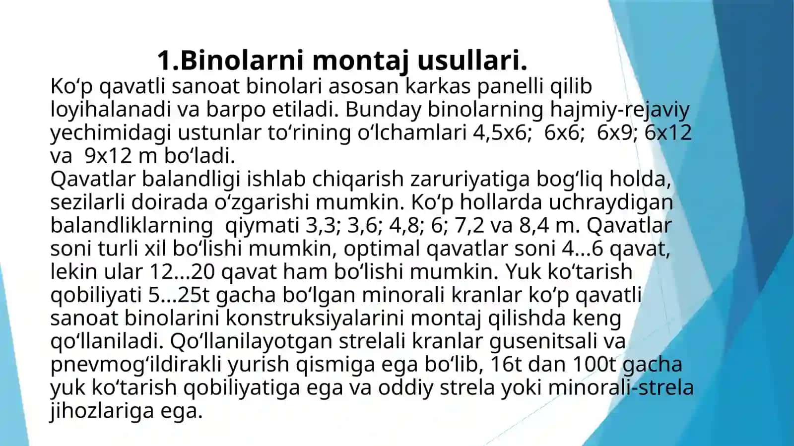 Ko’pqavatli sanoat binolarini montaji 3