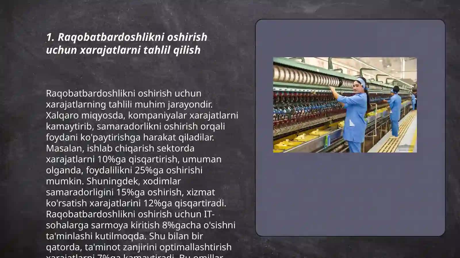 Ishlab chiqarish xarajatlarini minimallashtirish shartlari va korxonaning zararsiz ishlash nuqtasini hisoblash yo'llari 3