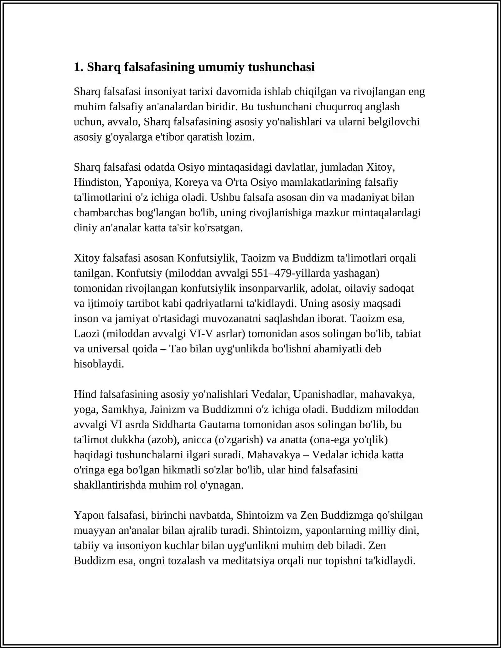 FALSAFANING TAFAKKUR BOSHQICHLARI: SHARQ FALSAFASI 3