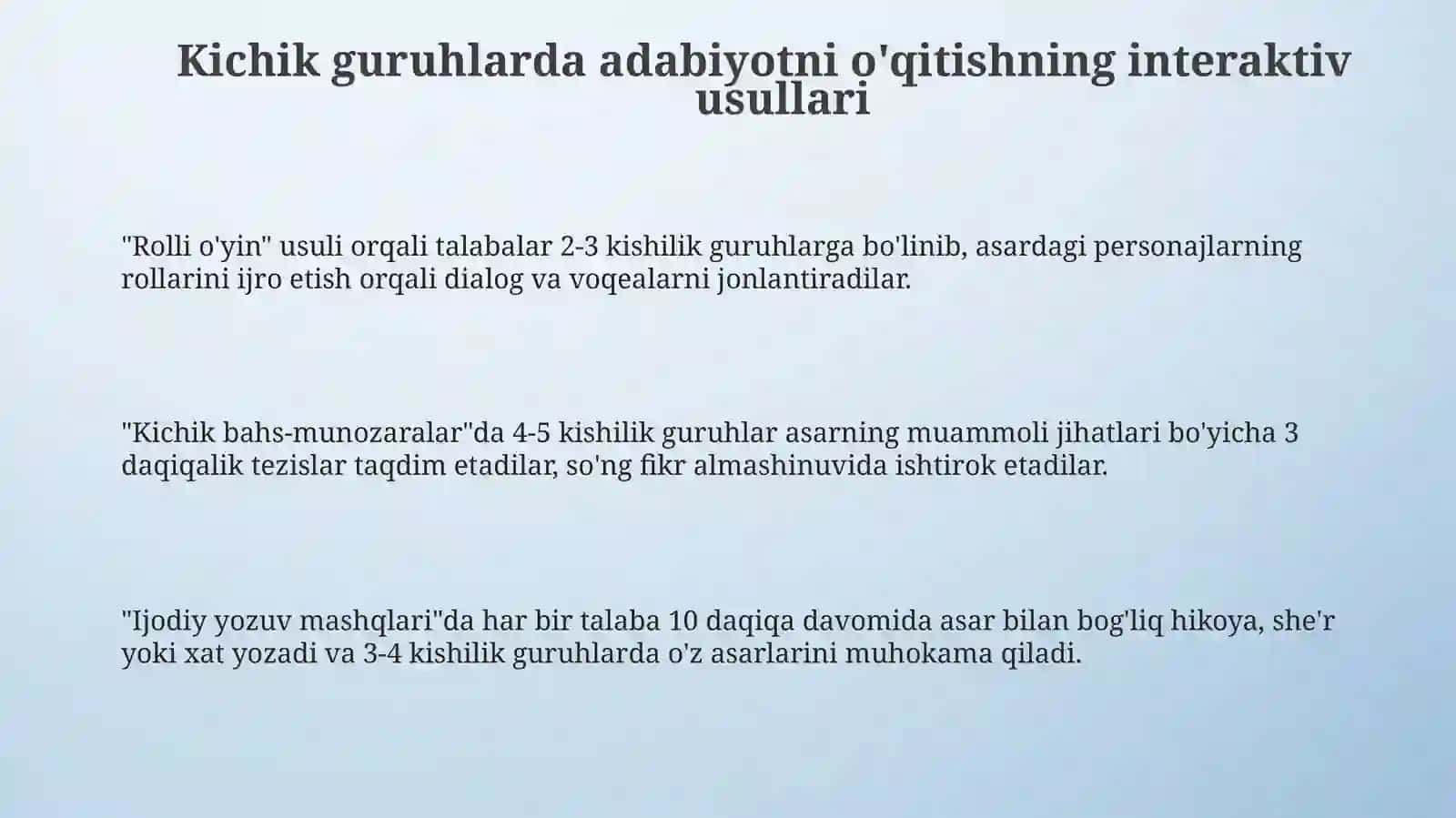 Kichik guruxlarda badiiy adabiyot bilan zamonaviy yondashuvlar 3