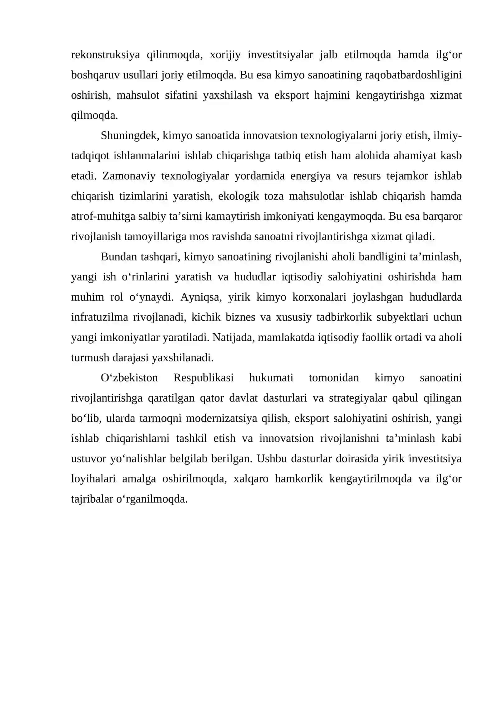 IQTISODIYOTNI MODERNIZATSIYALASH SHAROITIDA O‘ZBEKISTON KIMYO SANOATINING RIVOJLANISHI 3