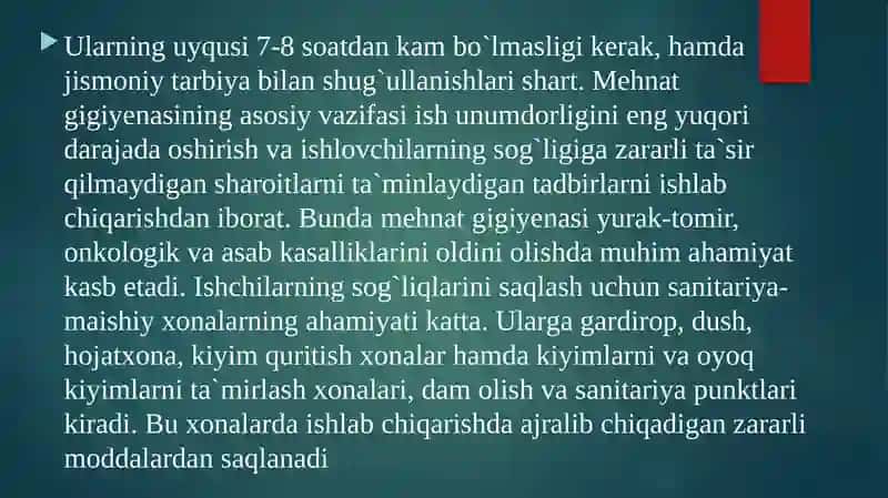 Mehnat gigiyenasi va ishlab chiqarish sanitariyasi 3