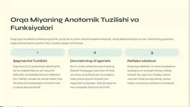 Bolalarda orqa miya anatomo-fiziologik hususiyatlari. Orqa miya suyuqligining bola yoshiga mansub tarkibi 3