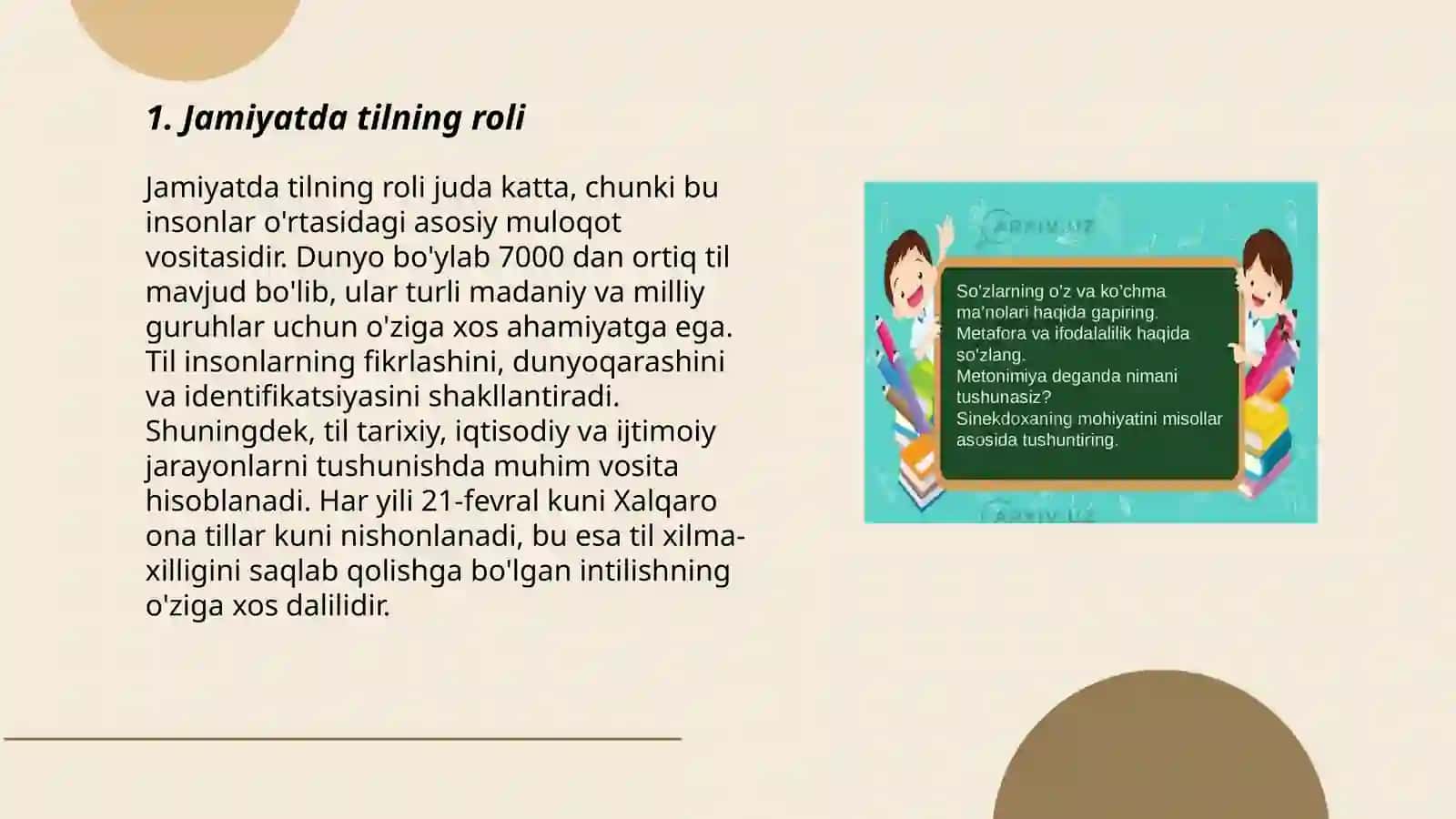 Jamiyat va til: Korrelyatsiya va Differentsiatsiya 3