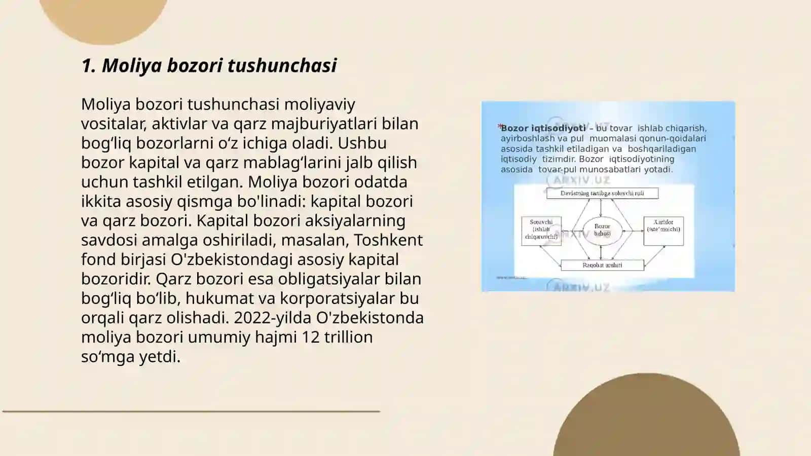 Moliya bozori modellari va xususiyatlari 3