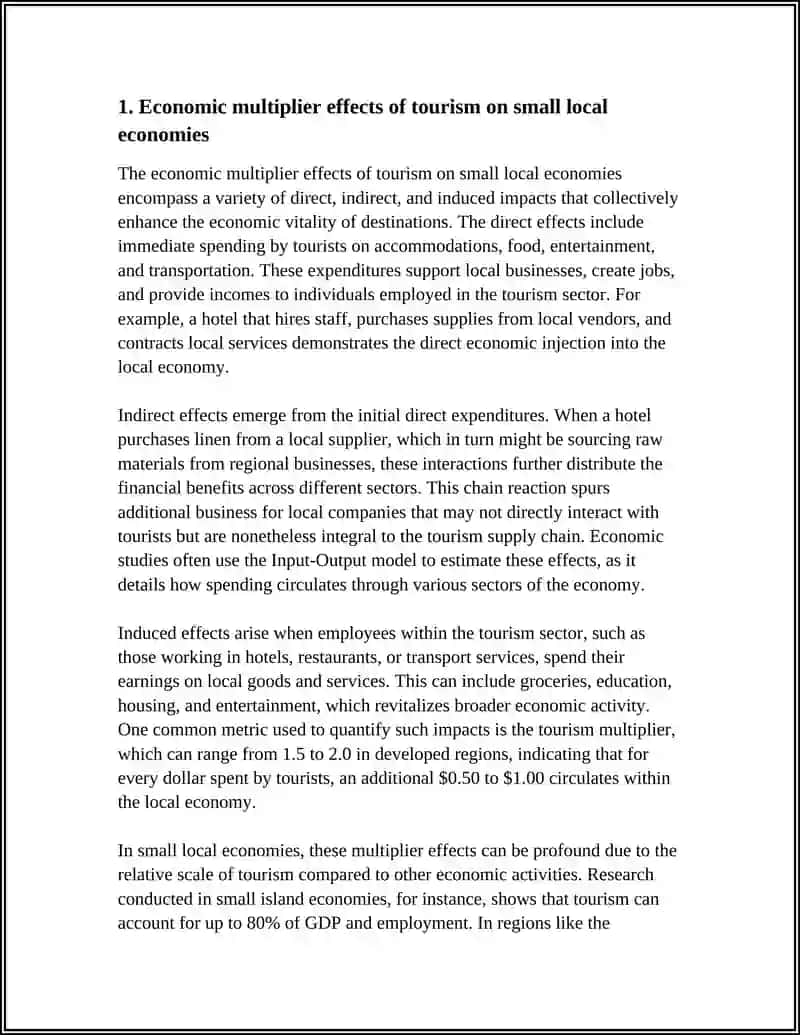 TRAVEL AND TOURISM: RESEARCH THE IMPACT OF TOURISM IN LOCAL ECONOMIES AND ENVIRONMENTS 3