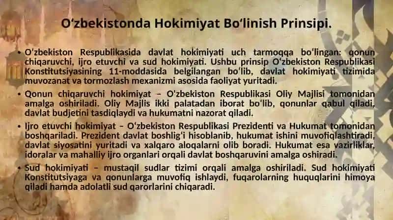 O‘zbekistonda Davlat Hokimiyati, Sud Tizimi va Inson Huquqlari 3