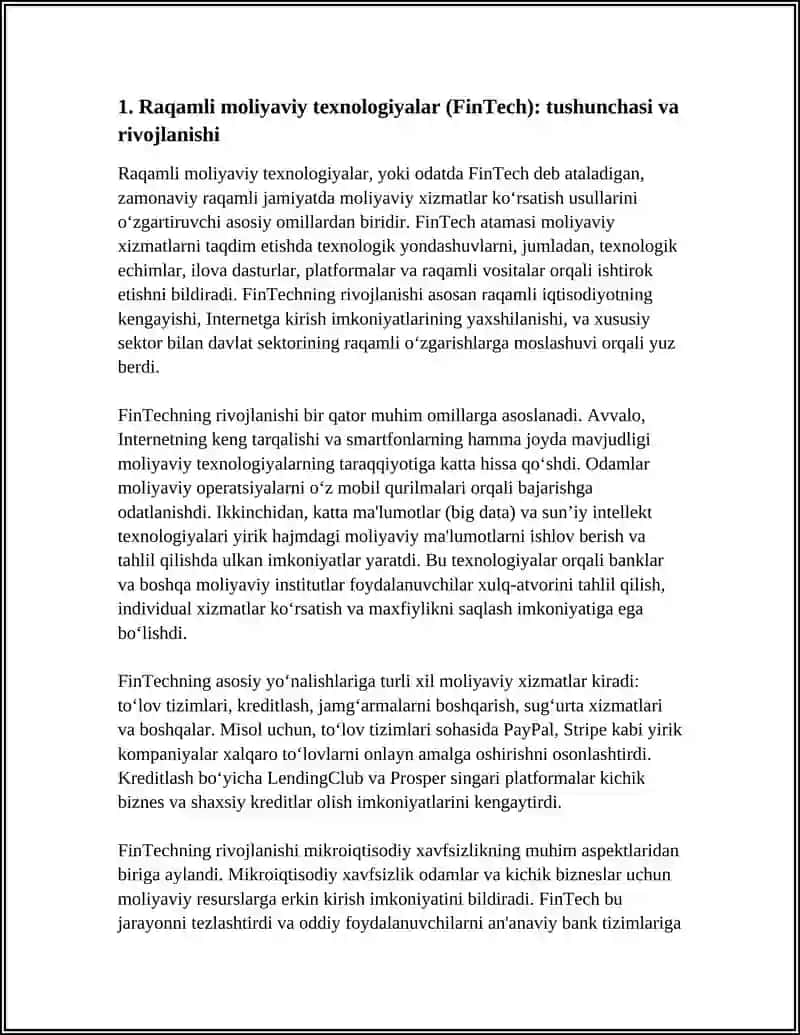 RAQAMLI MOLIYAVIY TEXNOLOGIYALAR (FINTECH)VA MIKROIQTISODIY XAVFSIZLIK 3
