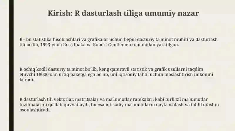 Iqtisodiy ma'lumotlar bilan ishlashda R-programmingning ahamiyati va qo’llanilish 3