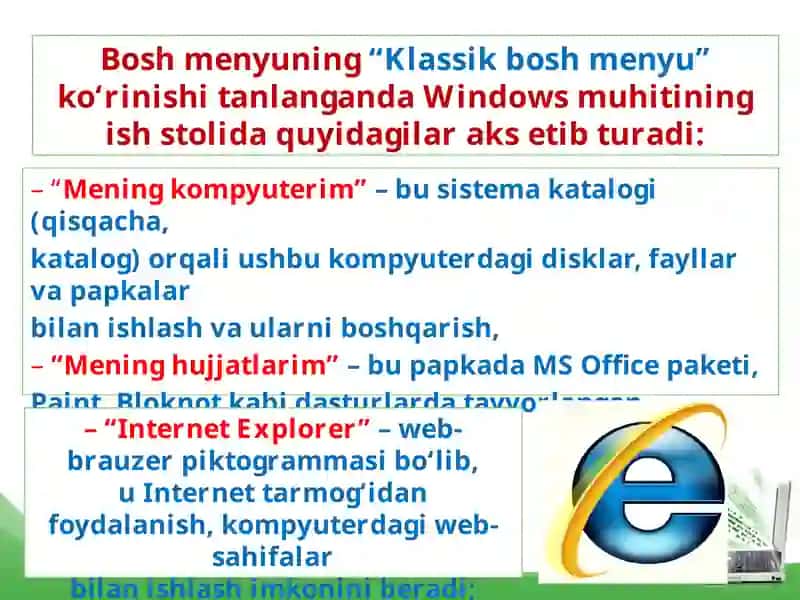 Mening kompyuterim sistema katalogini o’qitish metodikasi 3