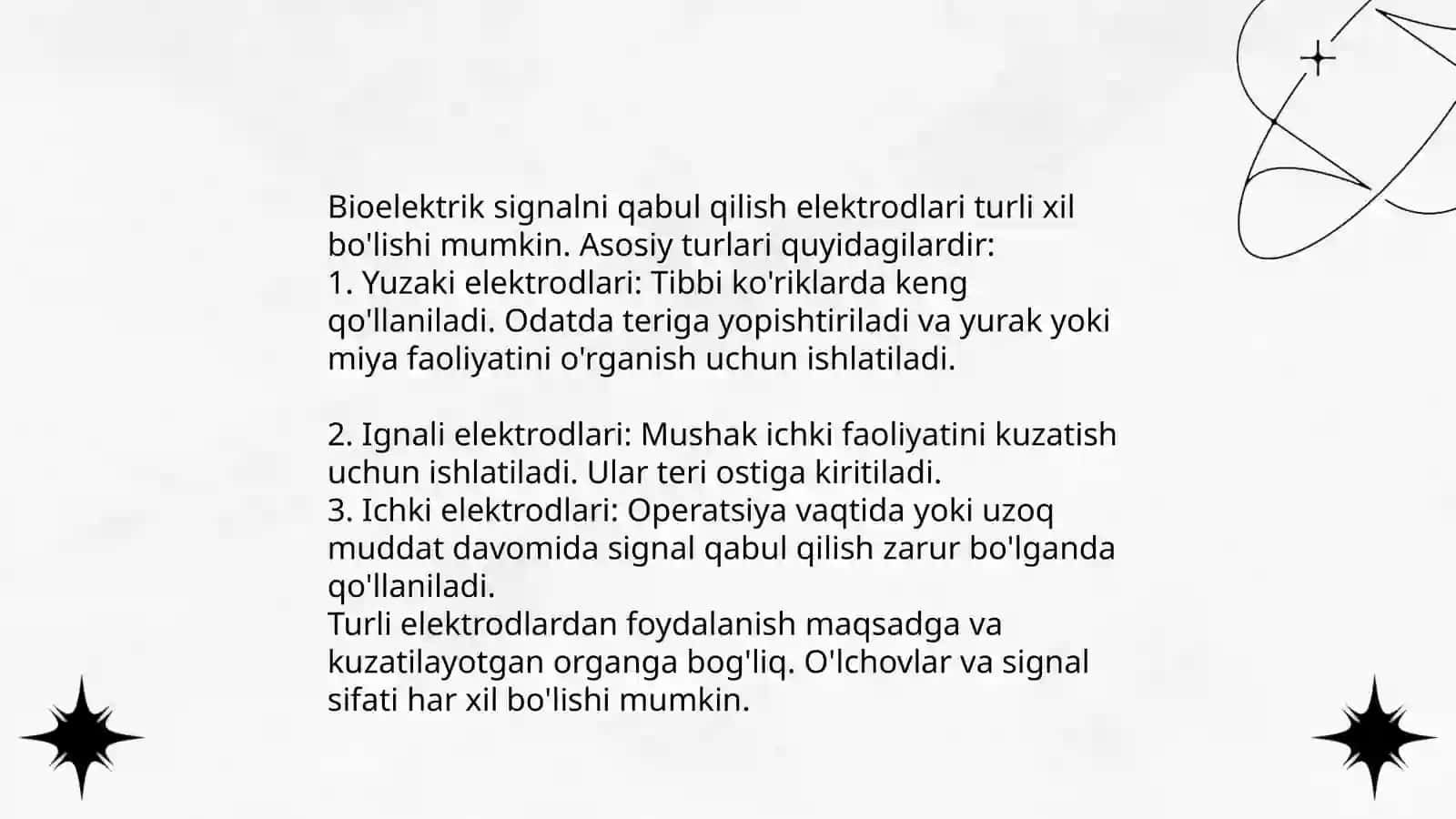 Bioelektrin signalni qabul qilish elektrodlari 3
