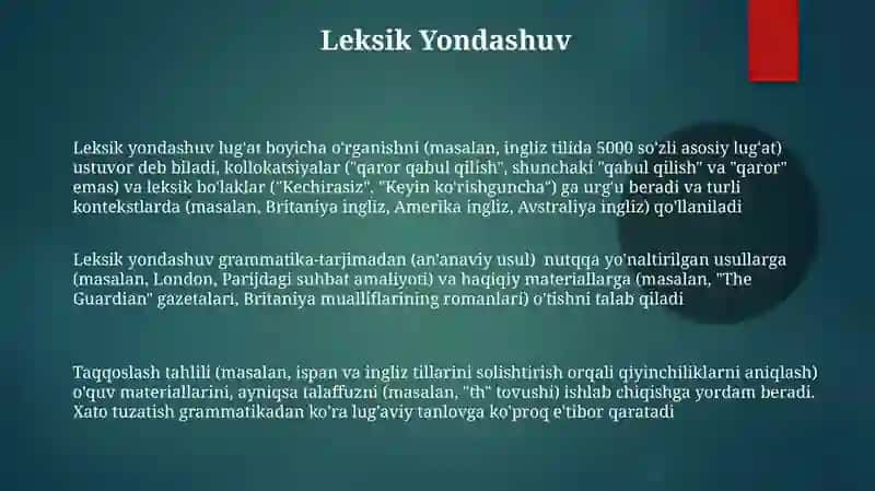 Ona tili o’qitish metodikasiga faniga doir yondashuv va tamoyillar 3