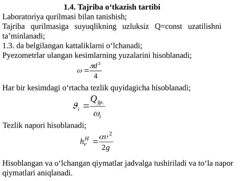 Bernulli tenglamasining geometrik va energetik ma'nosi 3