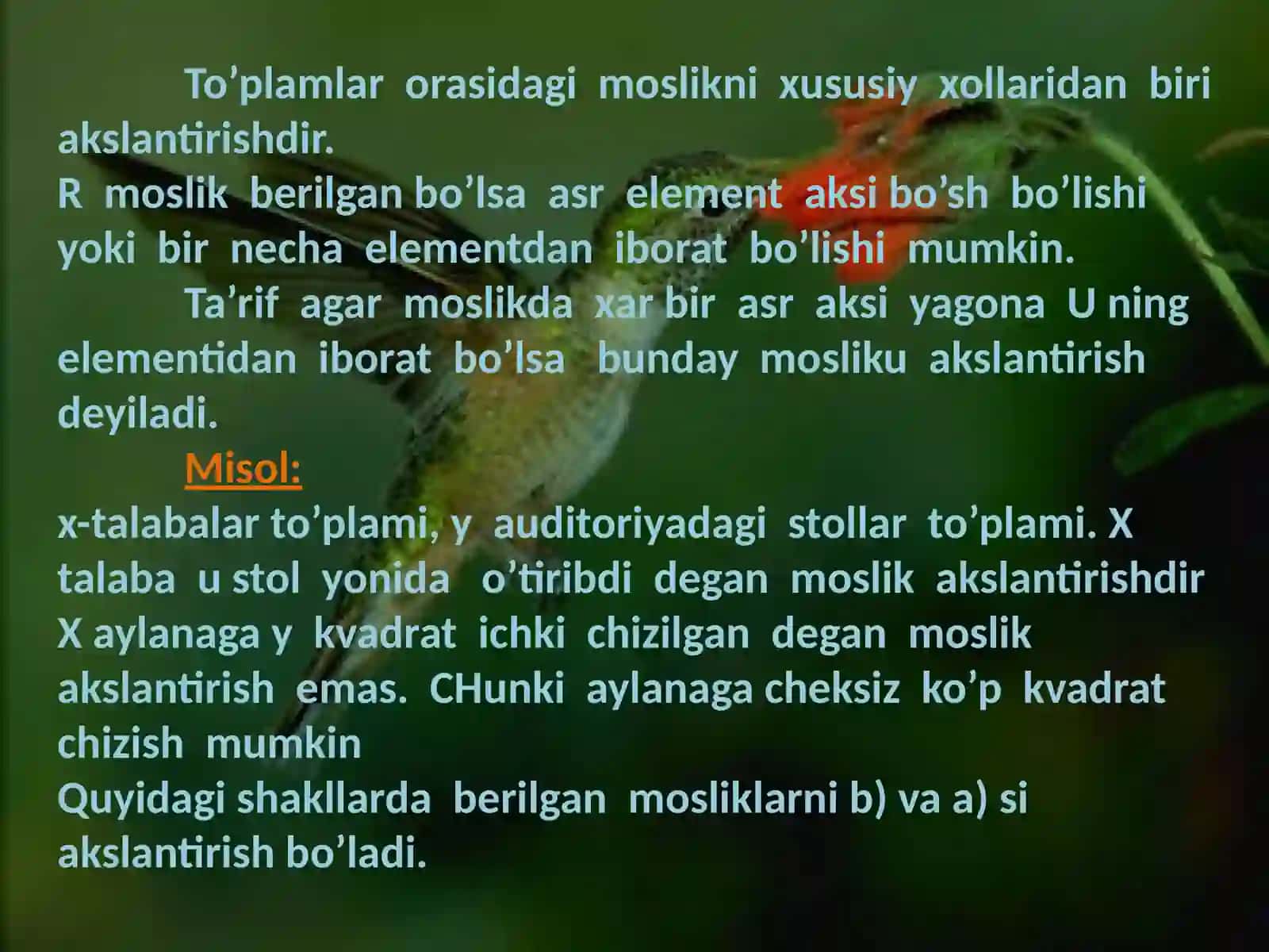 To’plamlarda bir qiymatli moslik 3