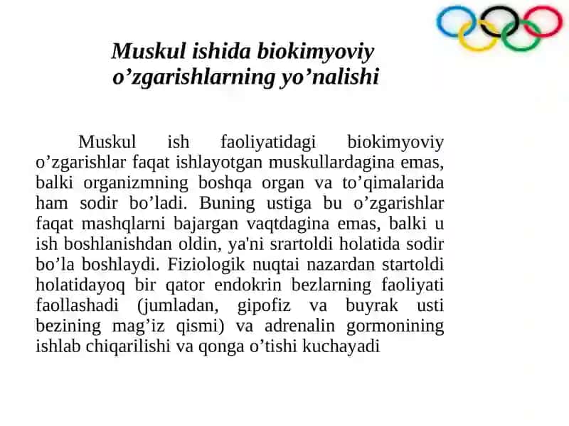 Muskul ish faoliyatidaodamorganizmdagi biokimyoviyjarayonlardinamikasi 3