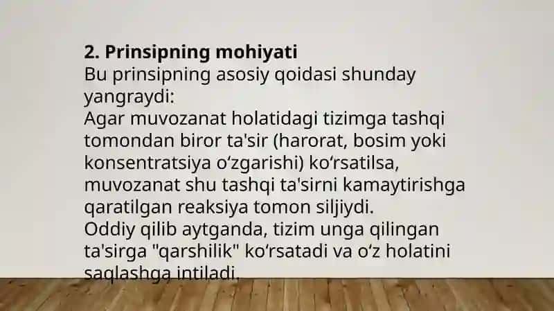 Le-Shateyle prinsipi va uning kimyoviy jarayonlardagi ahamiyati 3