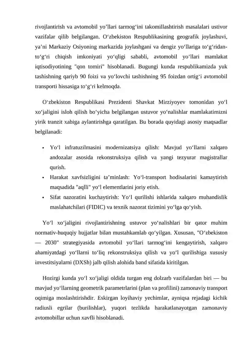 Avtomabil yo'llarini rekontruksiya qilishda rejada  egrilarni qayta qurish 3