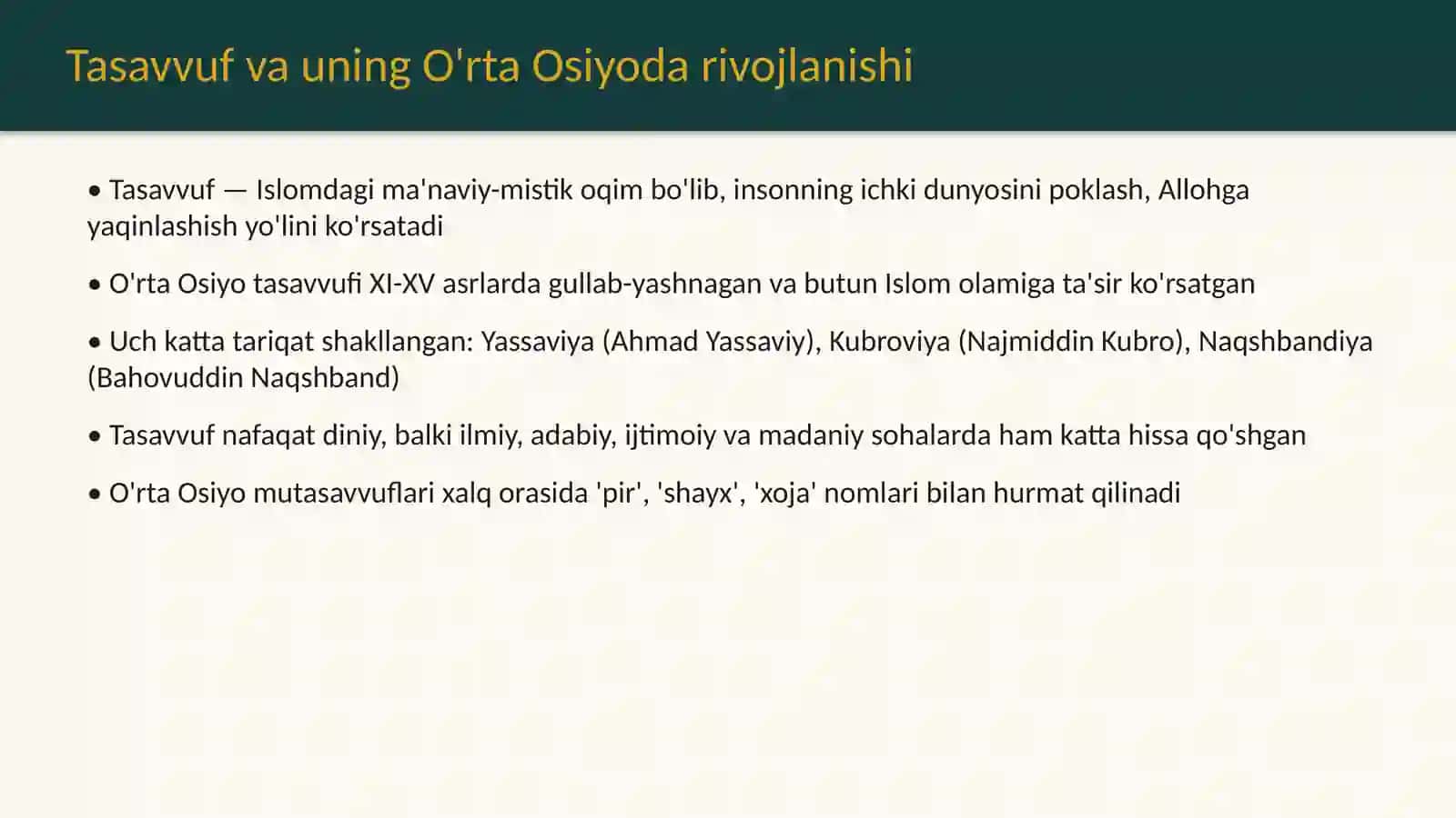 O'rta Osiyoning buyuk mutasavvuflari va ularning ilmiy merosi 3