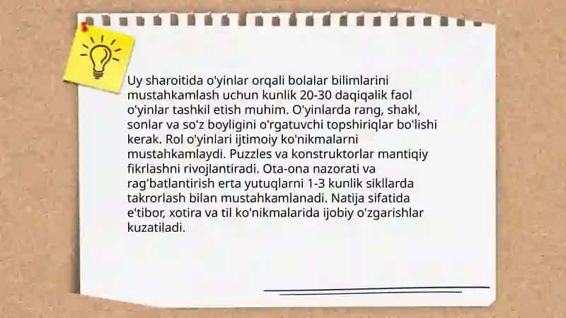 Uy sharoitida o'yinlar orqali bolalar bilimlarini mustahkamlash 3