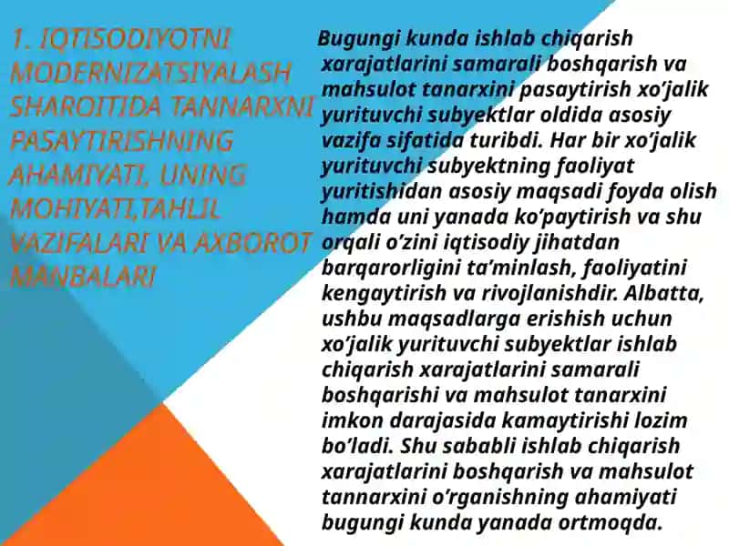 Ishlabchiqarish va xarajatlarini tahlili 3