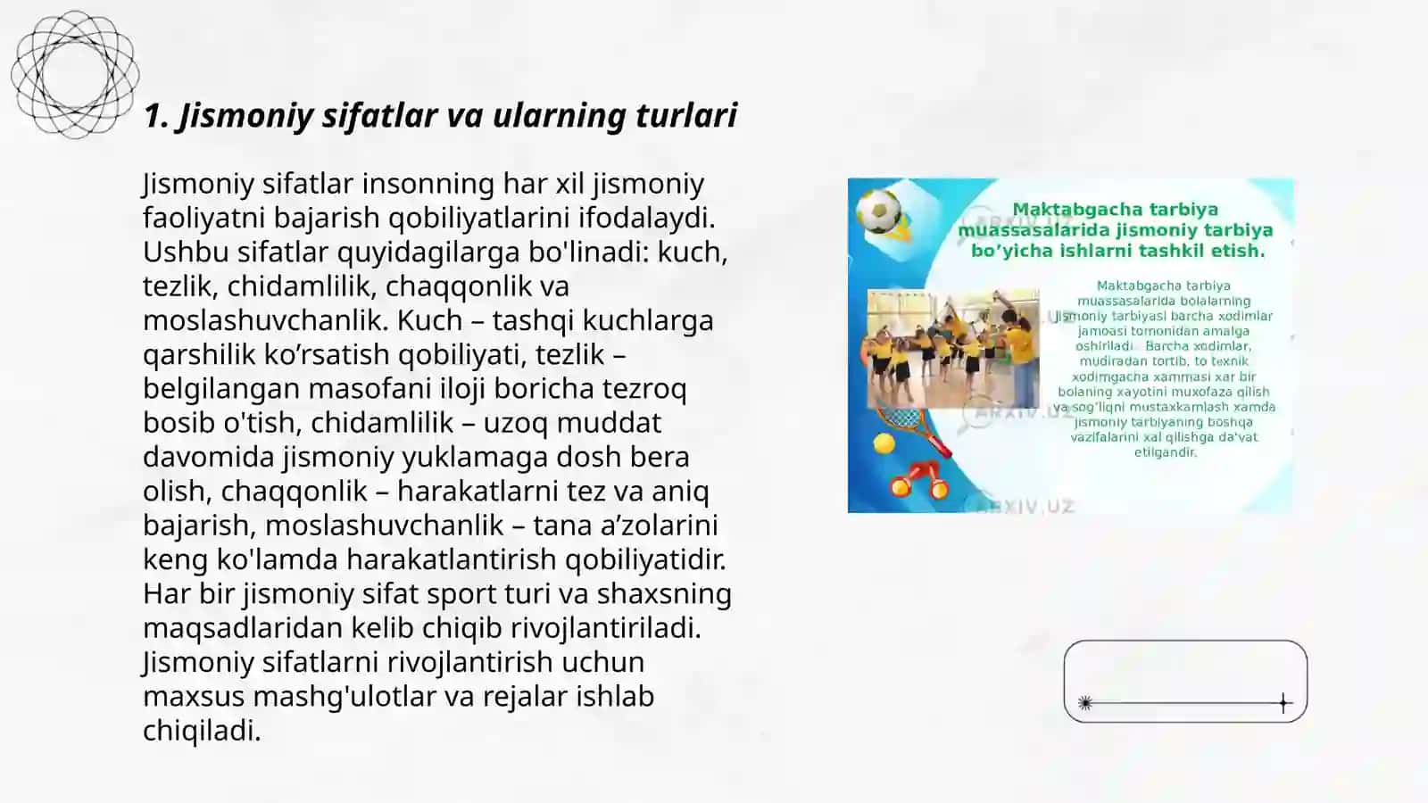 Gimnastikada jismoniy sifatlaring 3