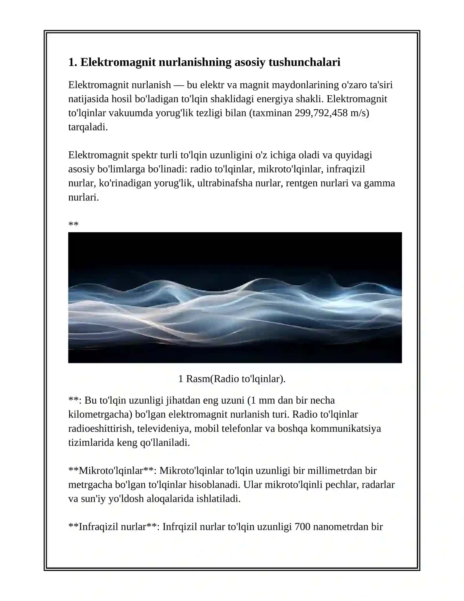 Elektromagnit nurlanish va uning organzimiga ta'siri 3