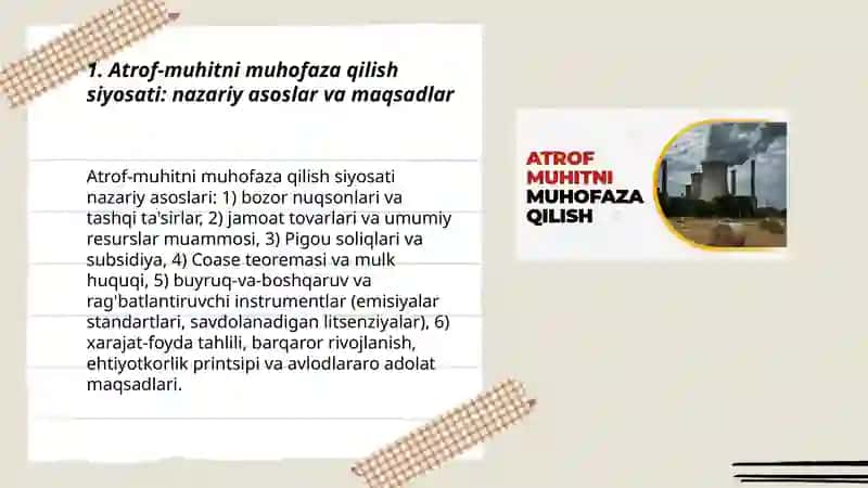 Atrof muhitni muhofaza qilish siyosati va chiqindilarning optimal darajasini aniqlash 3