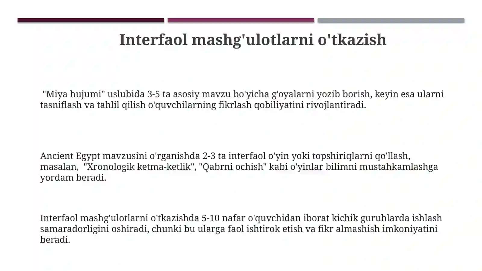 Qadimgi Misr madaniyatini o'rgatishda "Miya hujumi" usuli 3