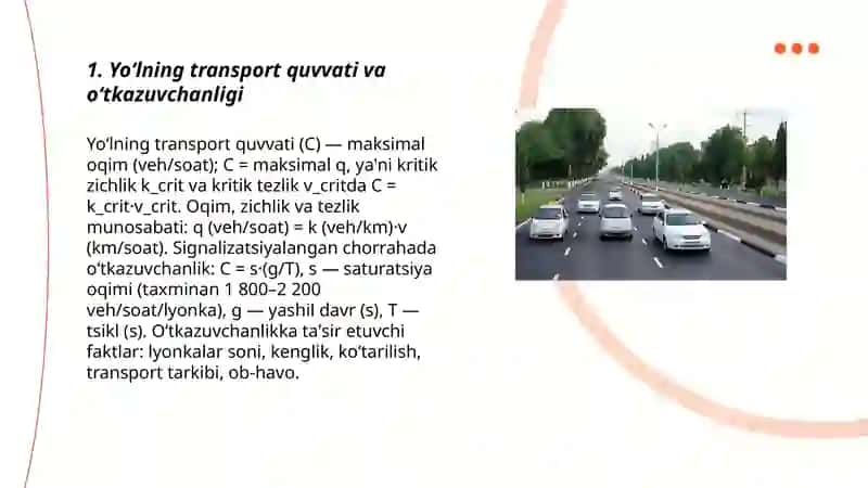 Avtomobil yolining asosiy transport va ekspulatatsion korsatkichlari 3