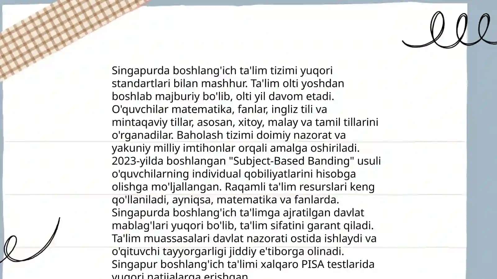 Singapur ta'lim tizimi 3
