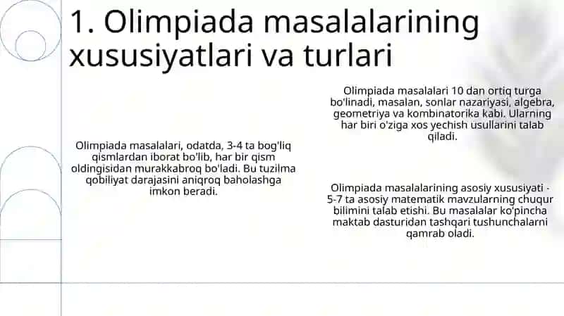 Olimpiada masalalari va rivojlantiruvchi mashqlar 3