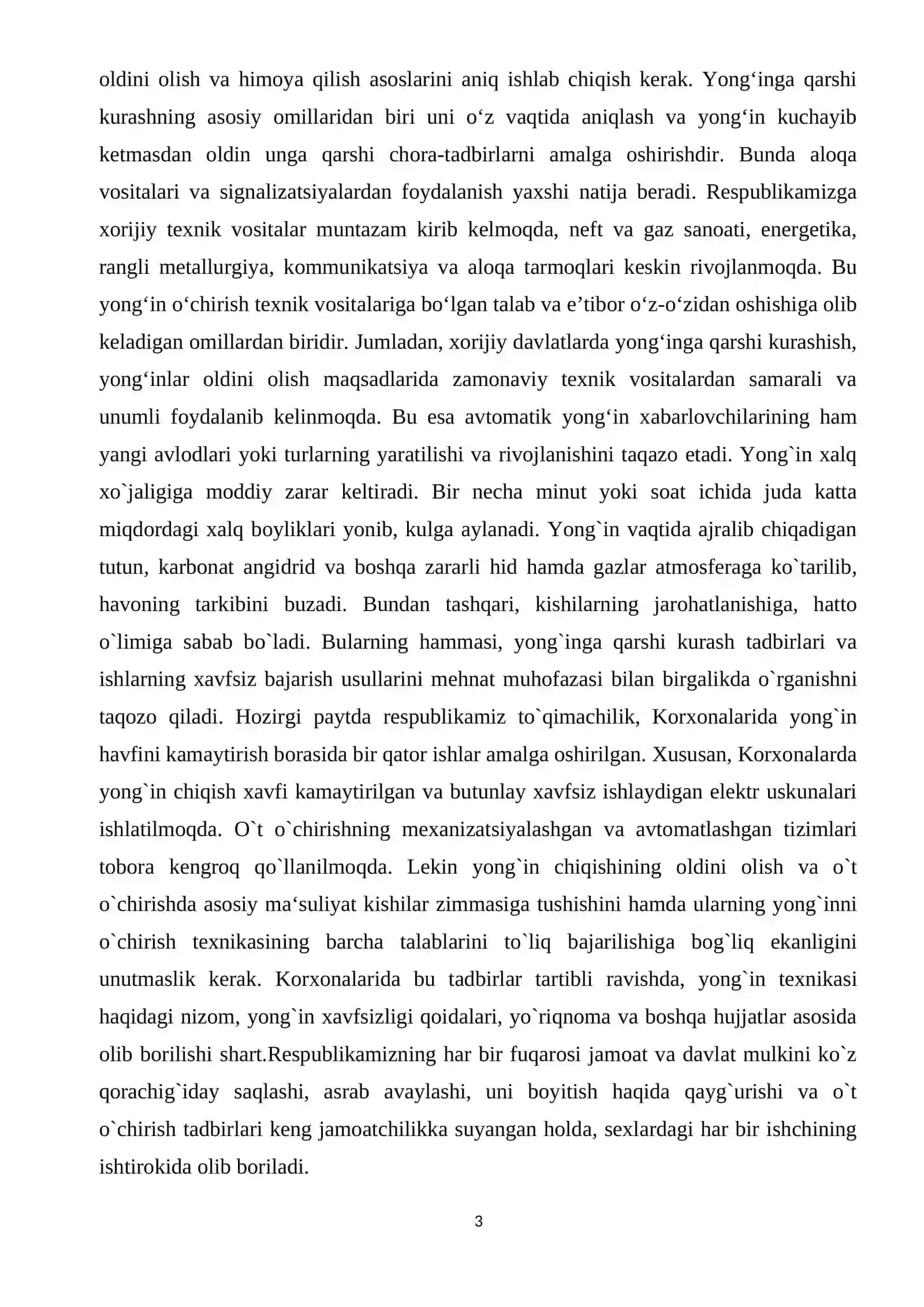 Ishlab chiqarish korxonalarida yuzaga kelishi mumkun bo‘lgan yong‘inlarni oldini olish bo‘yicha profilaktik chora tadbirlari 3