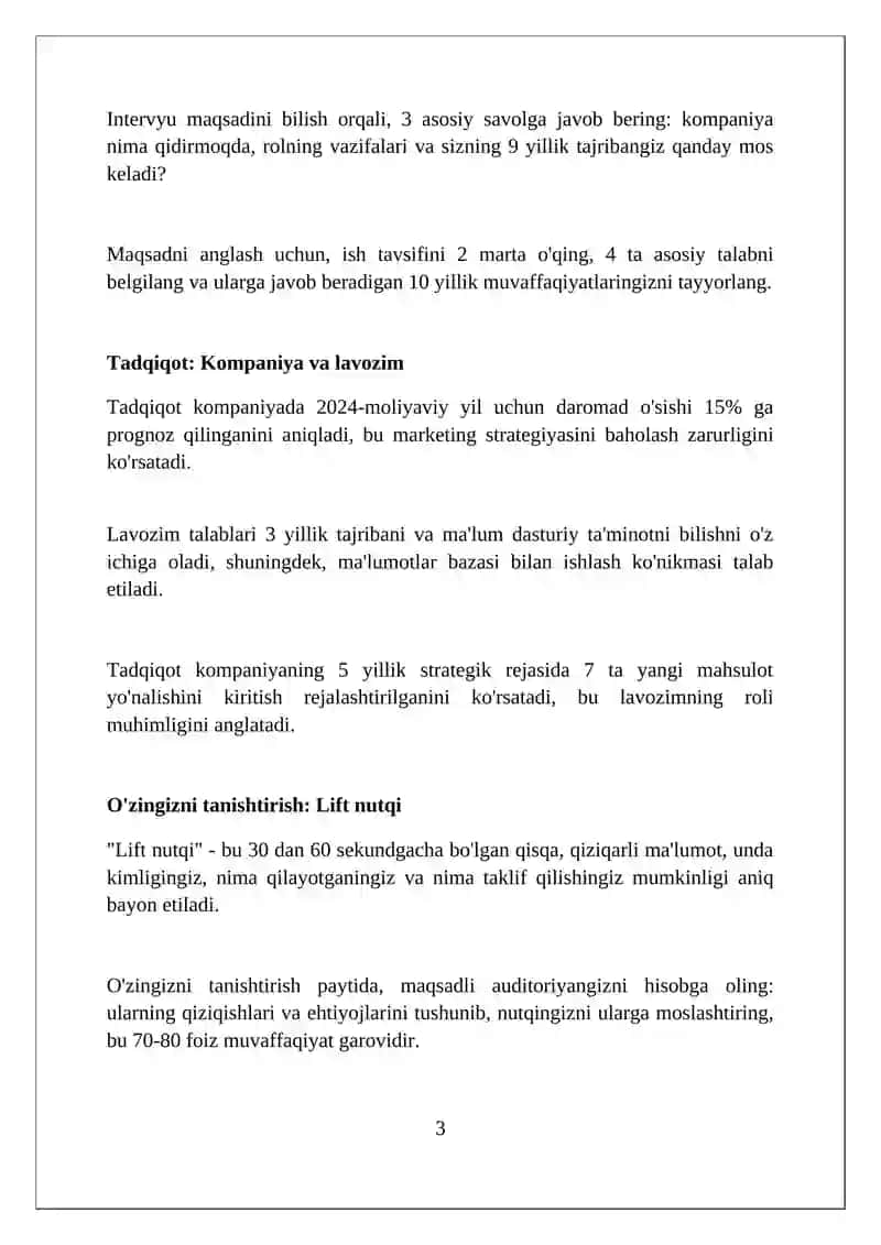 Ingliz tilidan intervyu tayorlash kundalik hayotdagi soʻzlar bilan 3