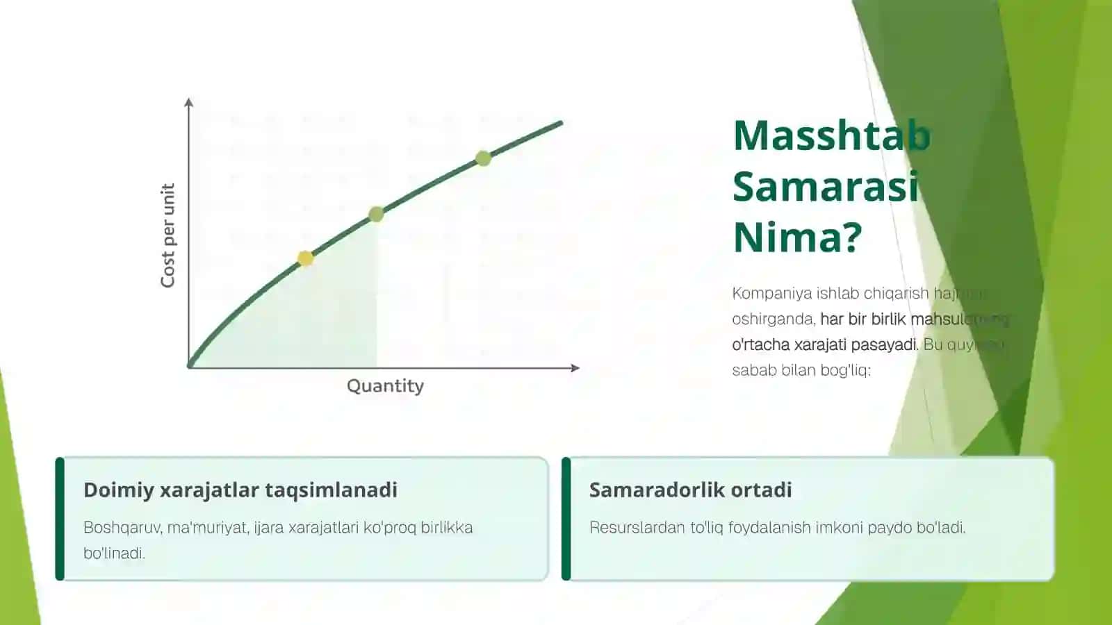 MASSHTAB SAMARASI VA ISHLAB CHIQARISH XAJMI O'RTASIDAGI BOG'LIQLIK 3