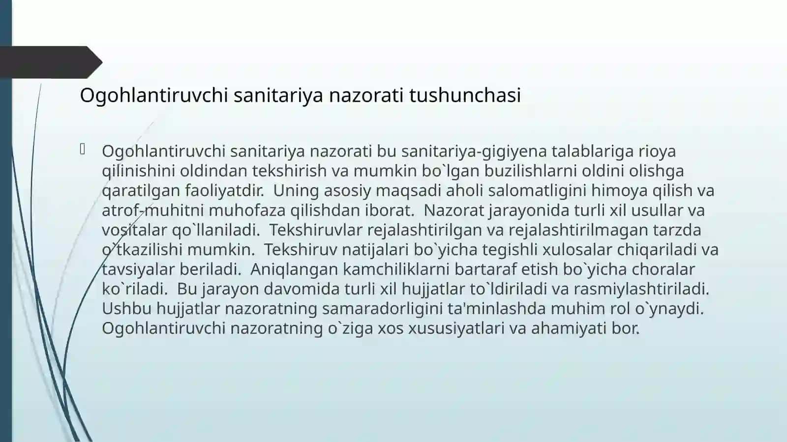 Ogohlantiruvchi Sanitariya Nazorati 3