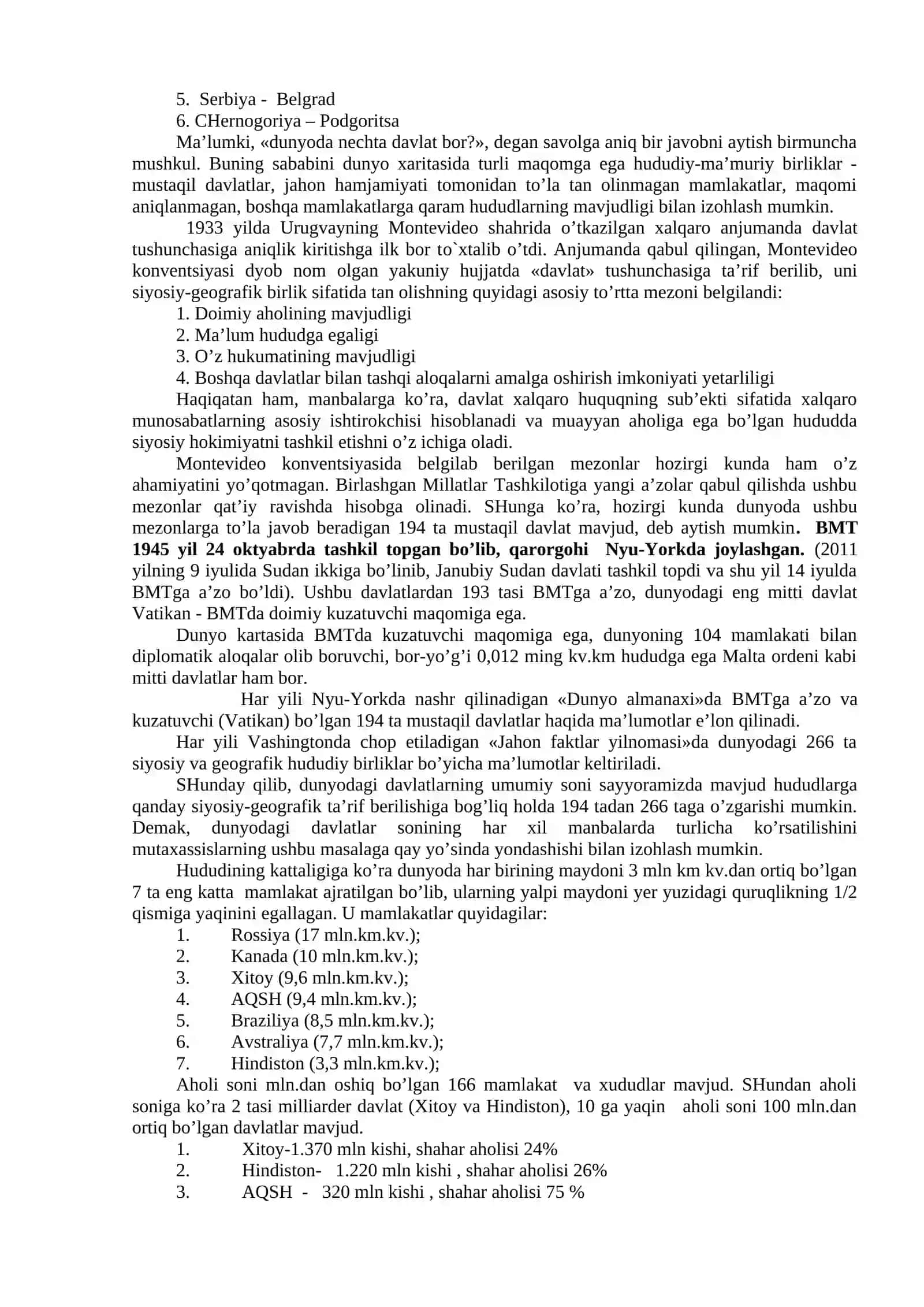 KIRISH. HOZIRGI ZAMON DUNYO SIYOSIY HARITASI VA INGLIZ TILIDA SO`ZLASHUVCHI MAMLAKATLAR GEOGRAFIYASI 3