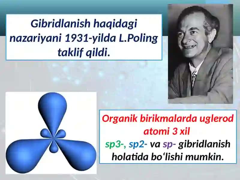 Organik birikmalar daug'leroda to'mining gibridlanishi 3
