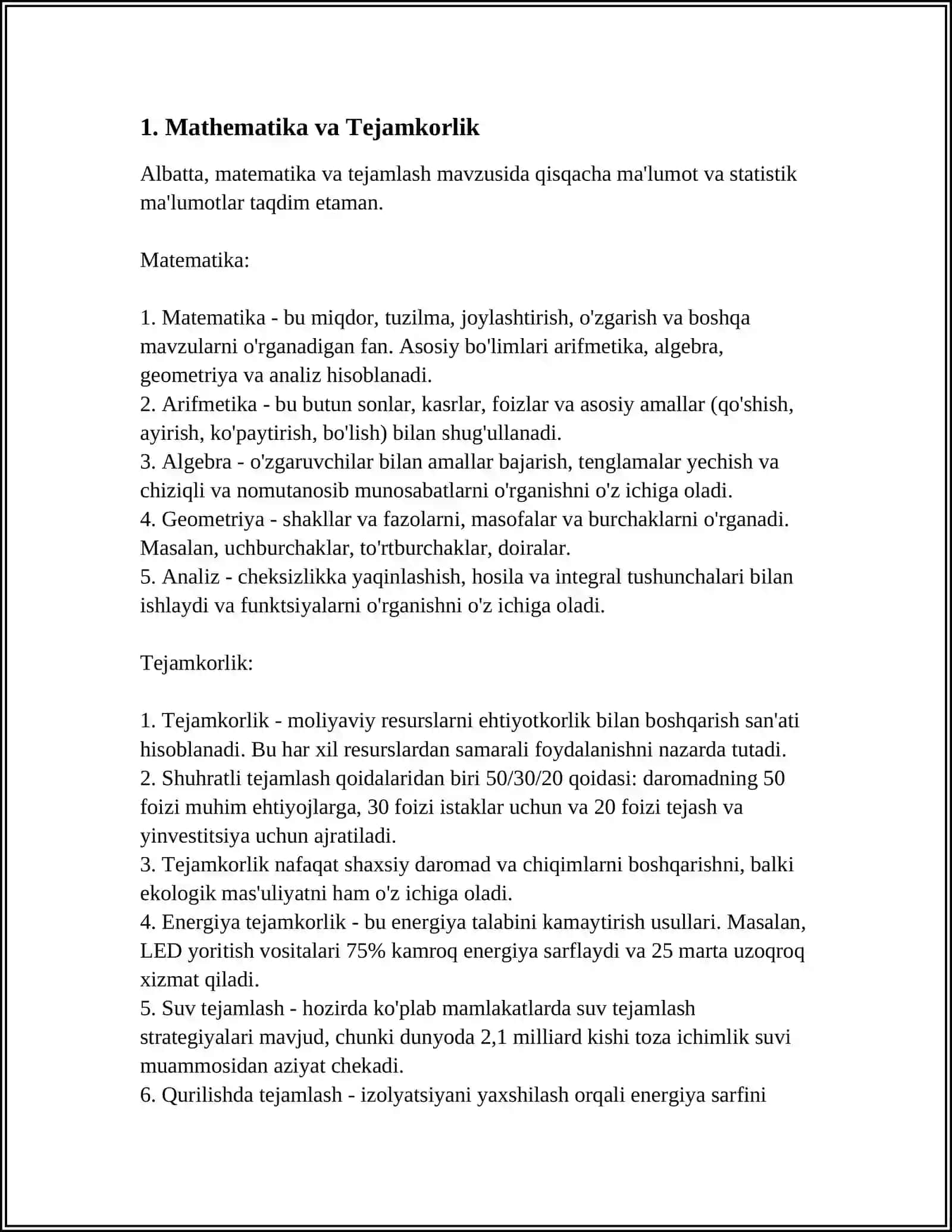BOSHLANGʻICH SINFLARNI MATEMATIKA DARSLARIDA TEJAMKORLIKGA OʻRGATISH 3