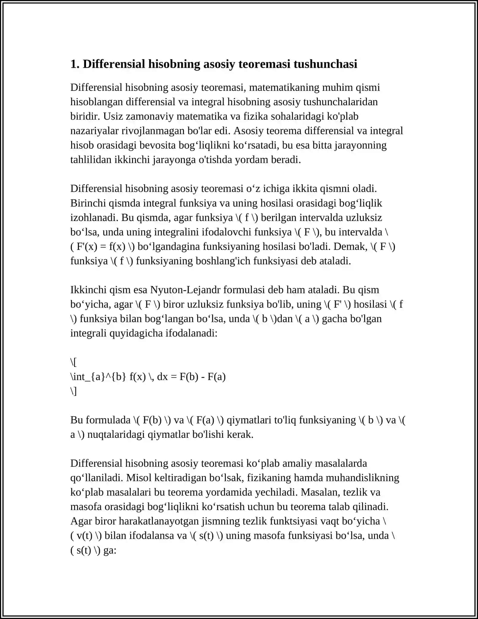 DIFFERENSIAL HISOBNING ASASIY TEOREMASI BOʻYICHA MARUZA TAYYORLASH VA TAQDIMOT QILISH 3