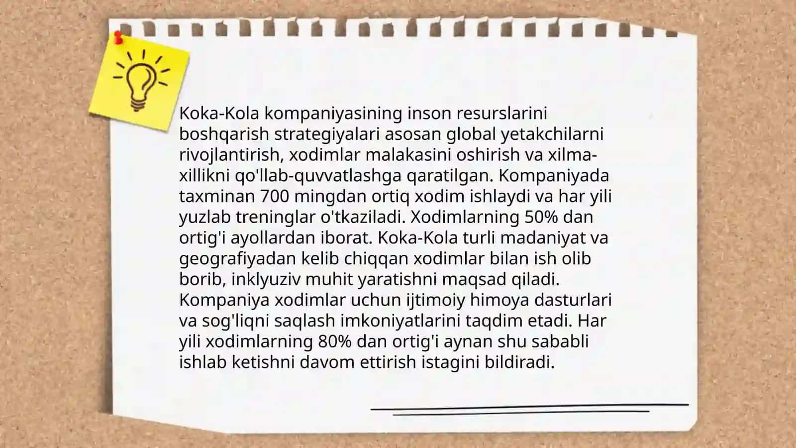 Koka Kolaning inson resurslarini boshqarish strategiyalari 3
