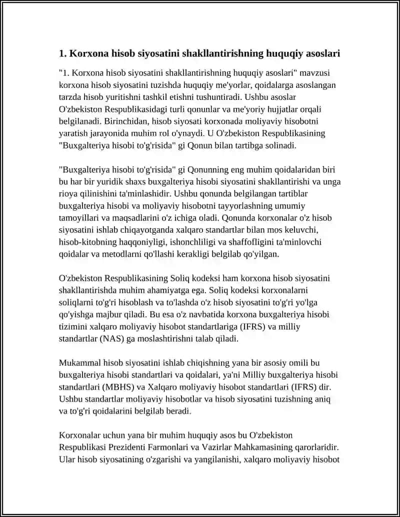 KORXONA XISOB SIYOSATINI TUZISH VA UNGA AMAL QILINISHI AUDITI 3