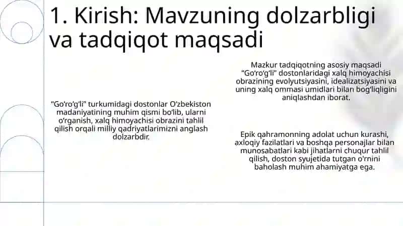 Go'ro'g'li turkumi dostonlarida xalq himoyachisi obrazi 3
