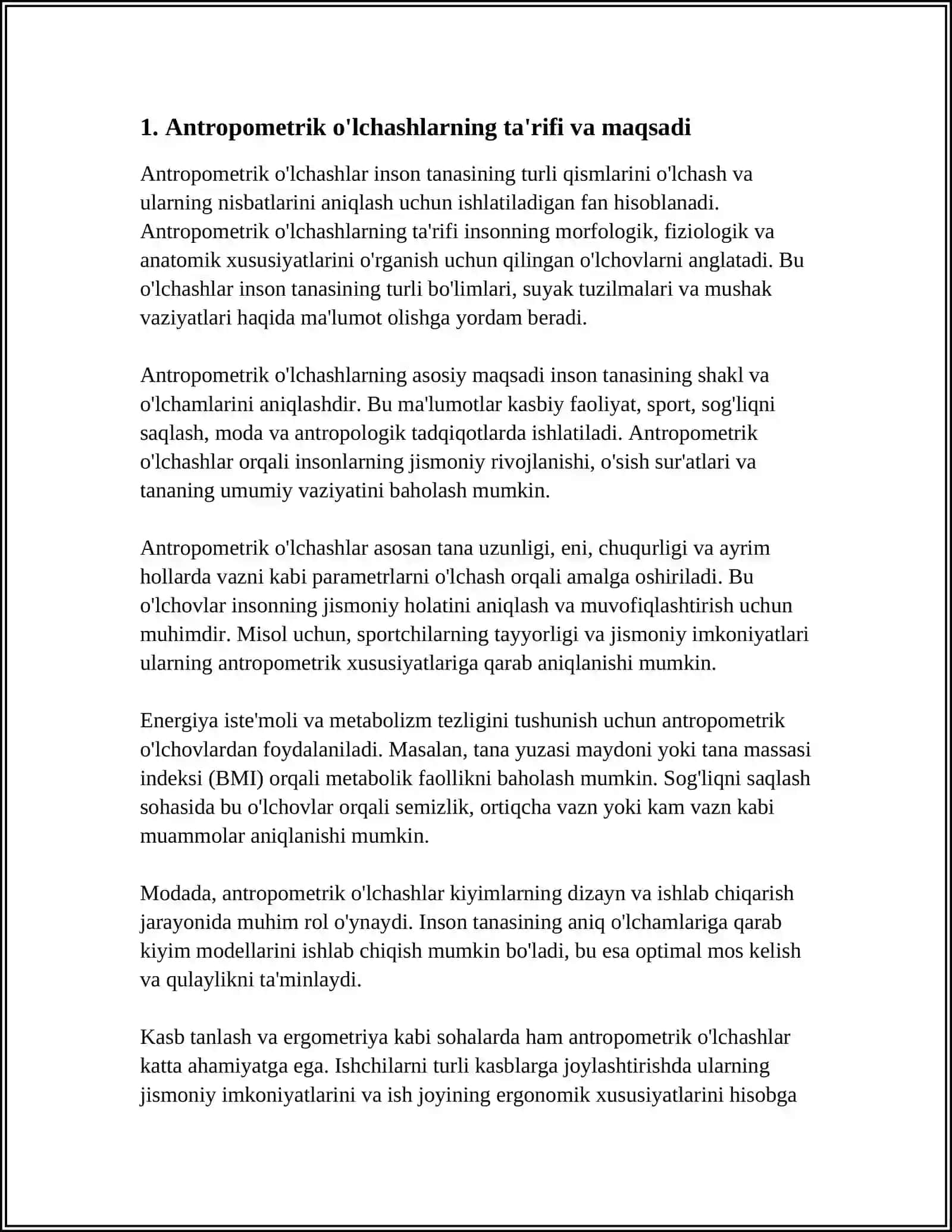 ANTRAPOMETRIK O'LCHASHLAR HAQIDA YOZAMIZ,ASBOPLARNI CHIZISH 3