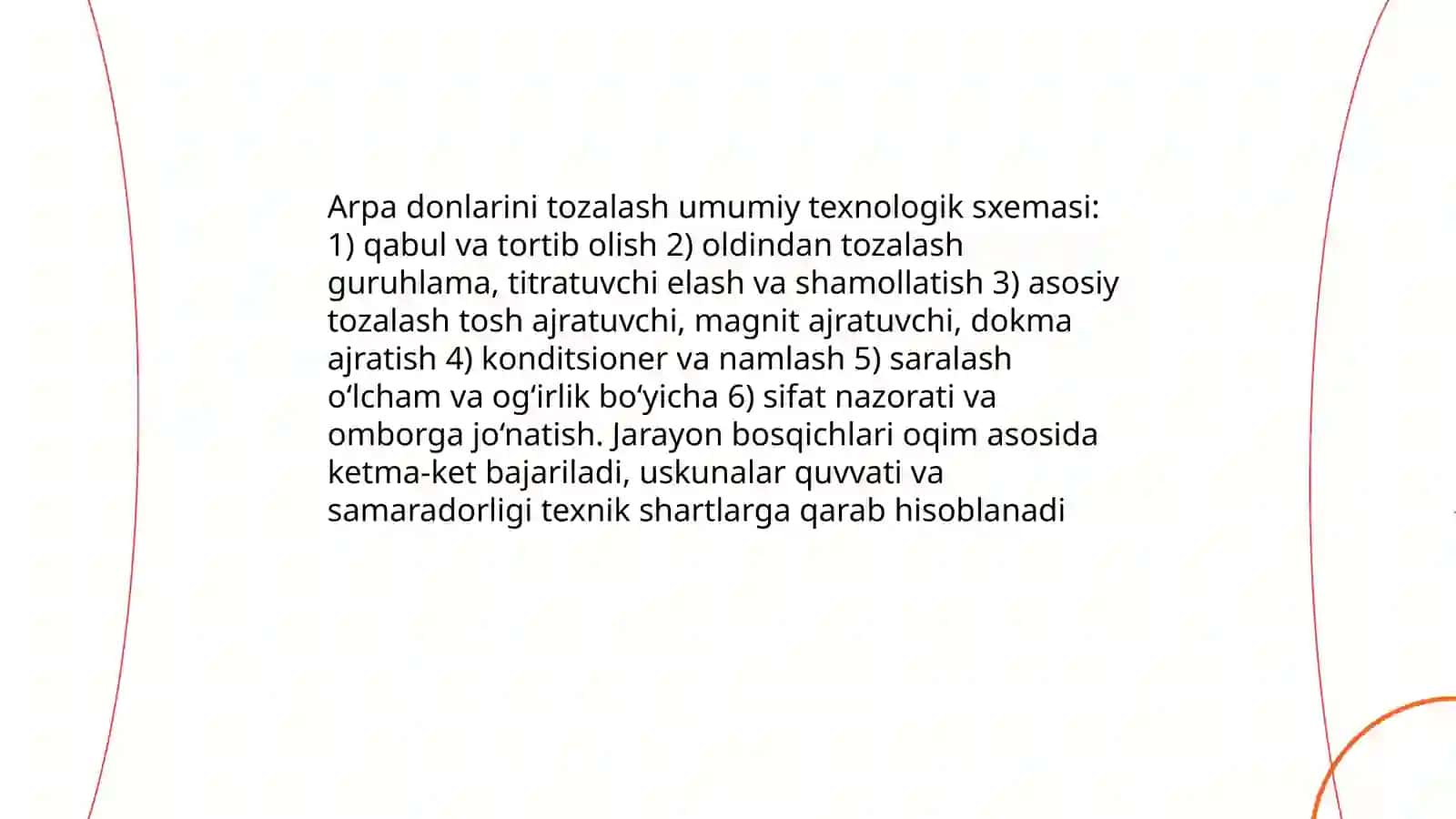 Arpa donlarini tozalashning texnologik jarayonini oʻrganish va uskunalarni hisoblash 3