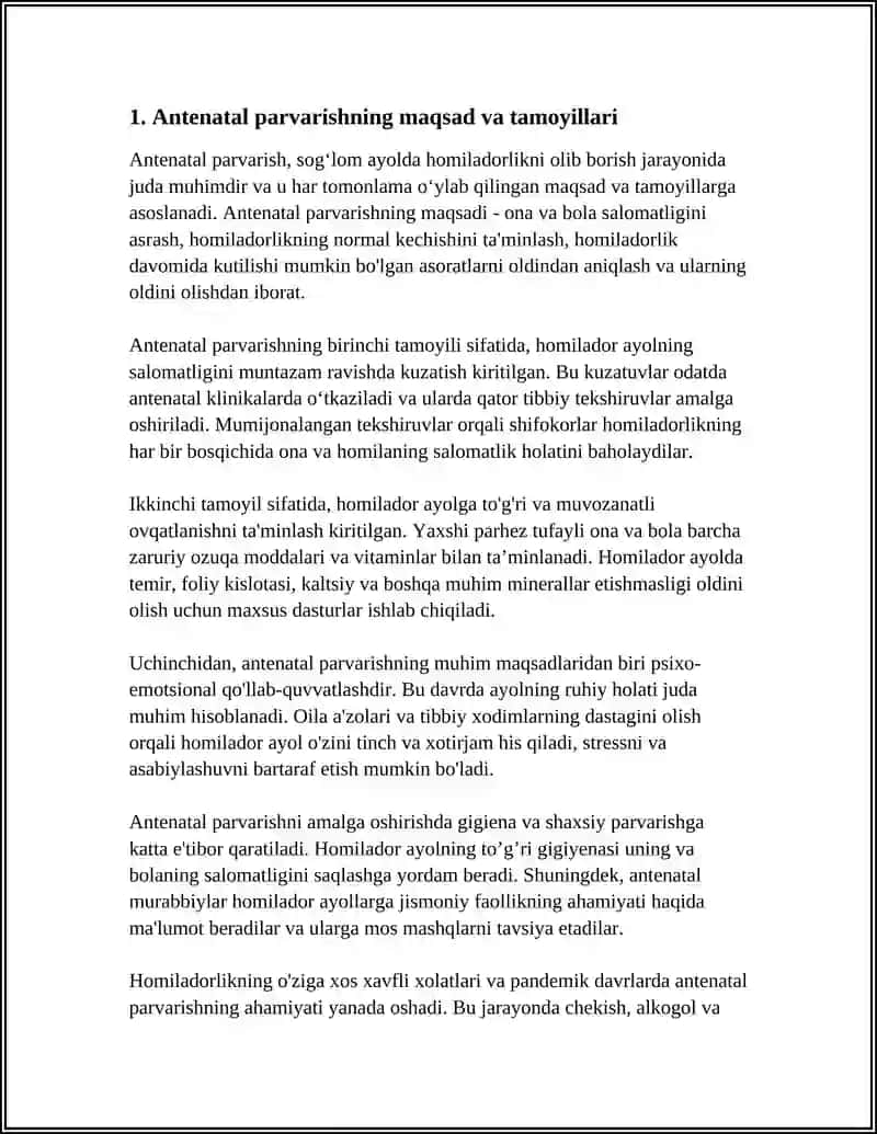 SOGʻLOM AYOLDA HOMILADORLIKNI OLIB BORISH.ANTENATAL PARVARISH MILLIY STANDARTI 3