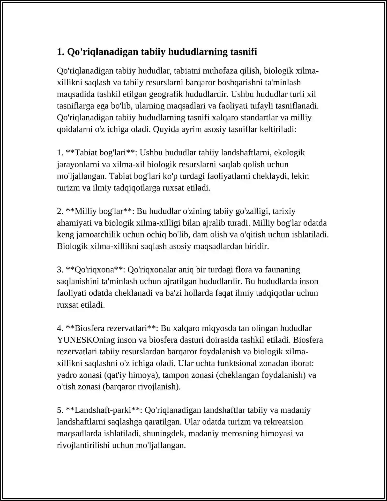 MUHOFAZA ETILADIGAN TABIIY HUDUDLARNI TASNIFLASHNING UMUMIY MASALALARI 3