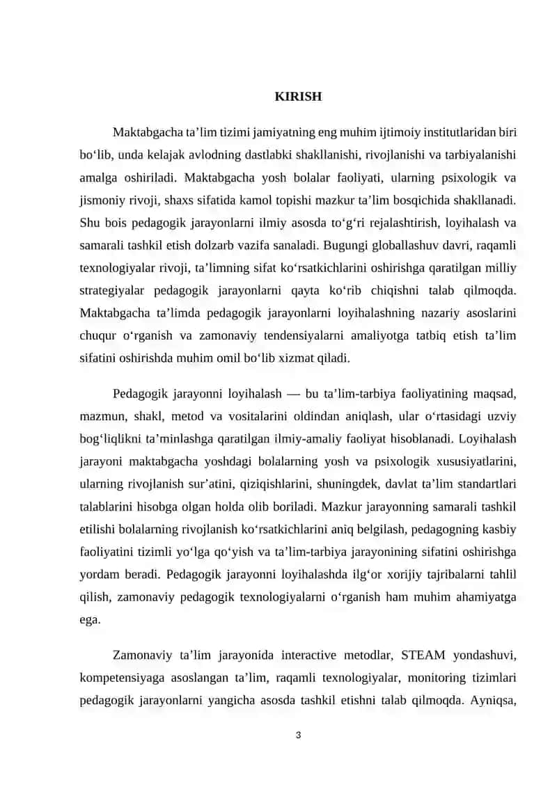 MAKBATGACHA TA'LIMDA PEDAGOGIK JARAYONLARNI LOYIHALASHNING NAZARIY ASOSLARI VA ZAMONAVIY TENDENSIYALARI 3