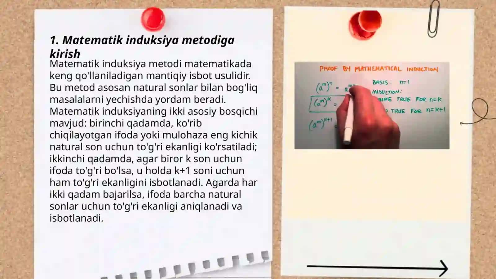 Matematik induksiya metodini qoʻllashga oid misollar yechish 3