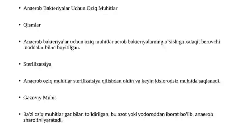 Aerob va Anaerob Bakteriyalarni Ajratib Olishda Qoʻllaniladigan Oziq Muhitlar 3