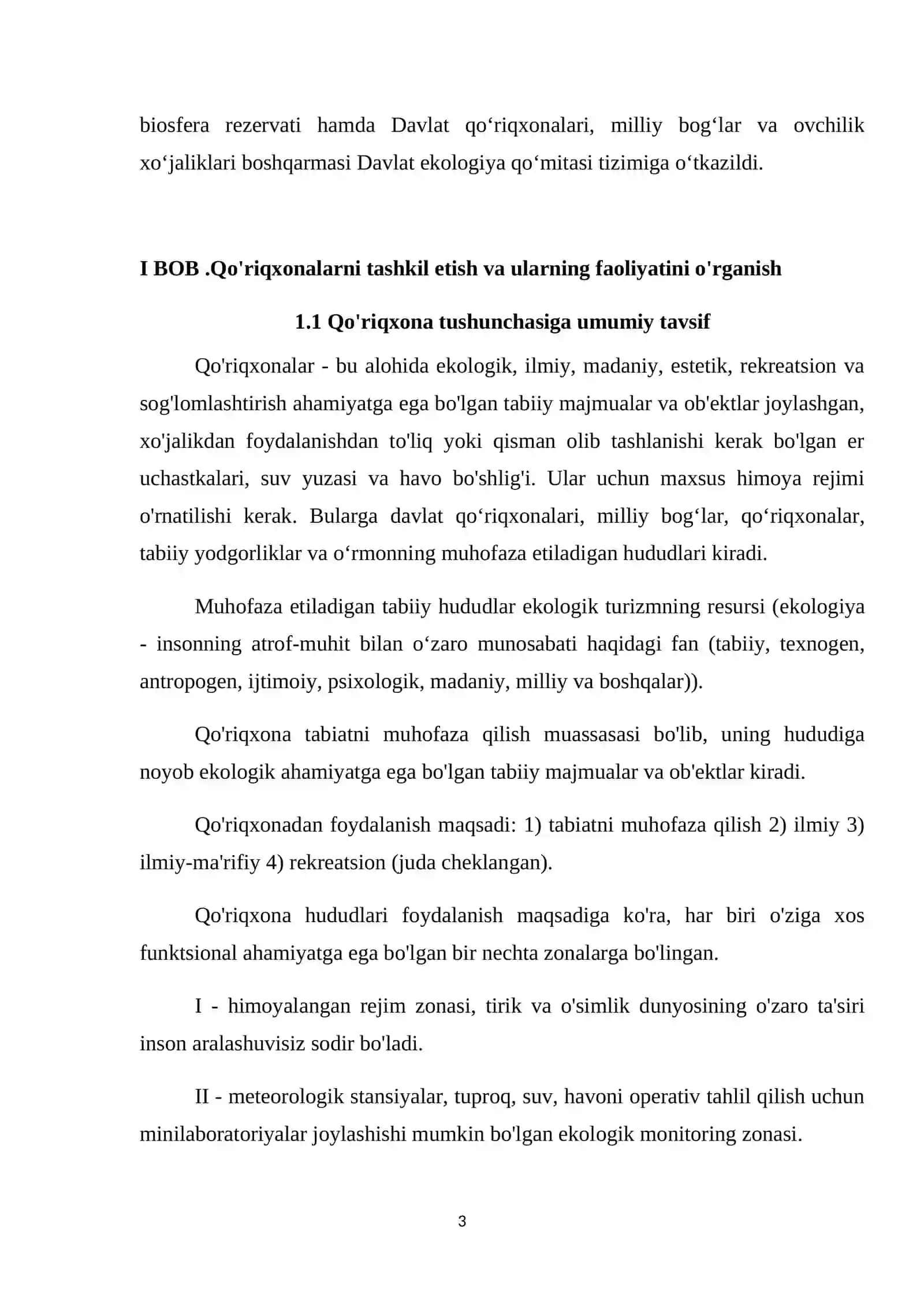 Qo'riqxonalarni Tashkil Etish va Faoliyatini O'rganish 3